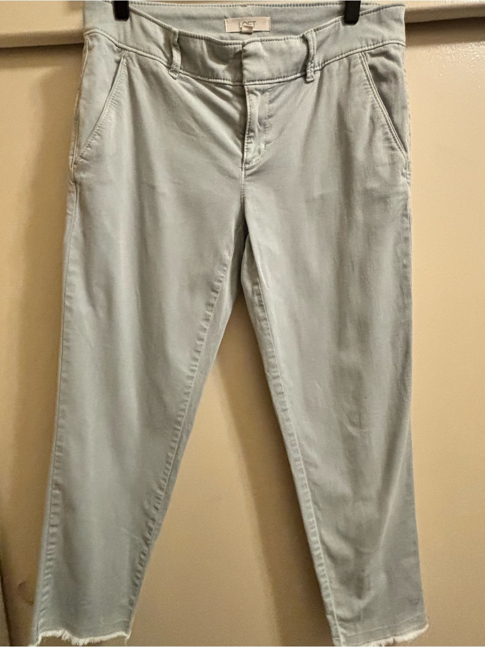 LOFT Light Blue women’s Casual Chino Pants with frayed hem size 8
